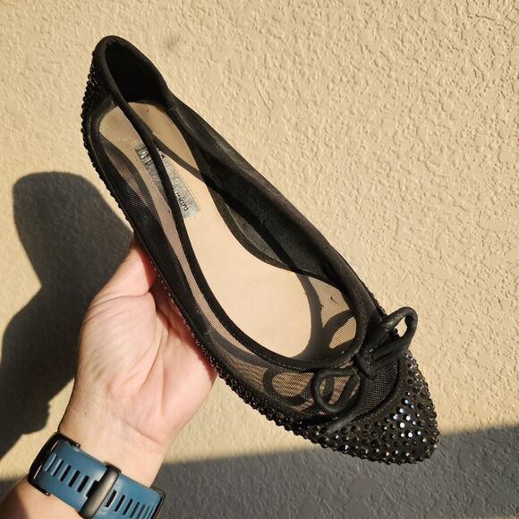 INC International Concepts "Corsica" Black Bejeweled Pointed Toe Bow Flats 8M - Picture 3 of 7